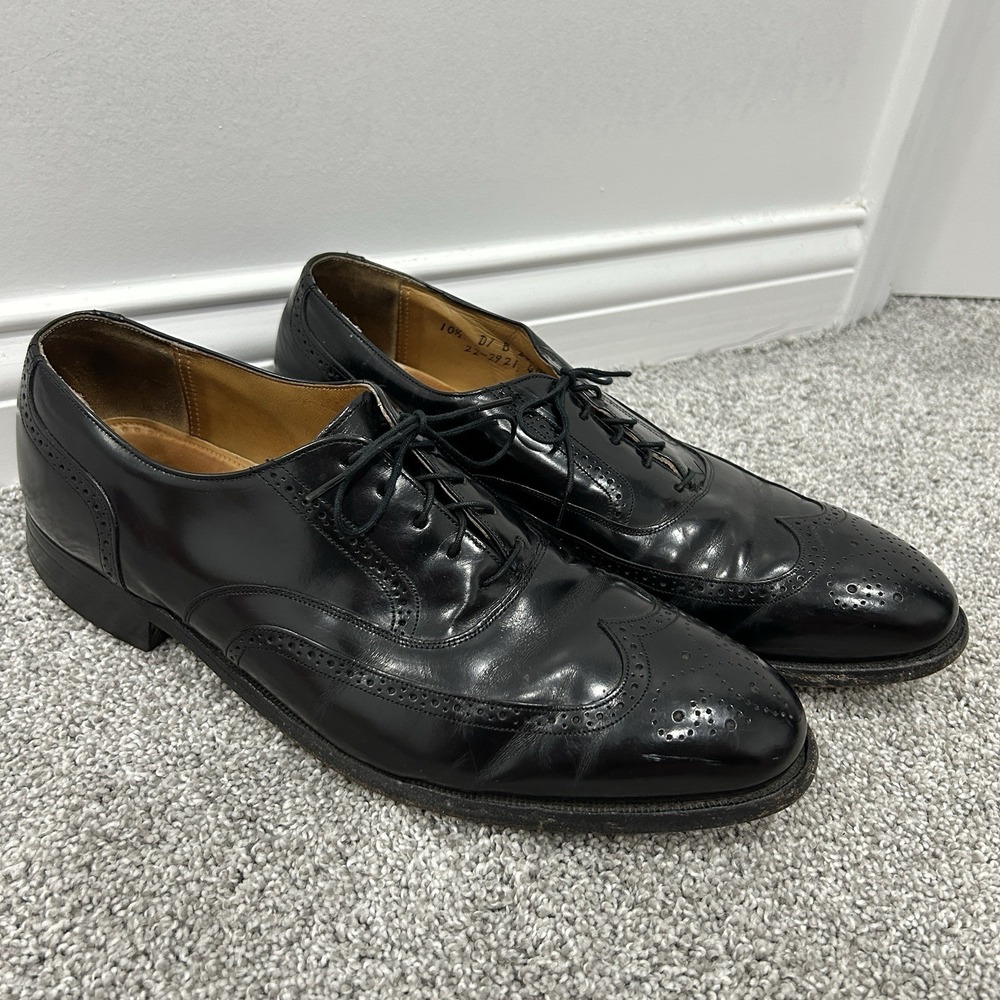 Men's 10.5 JOHNSTON & MURPHY Hannigan Leather Wingtips Oxford Shoes 20762 BLACK